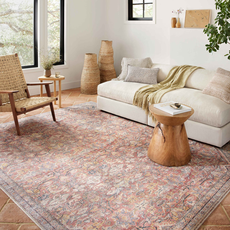 Adrian Rust & Denim 8'6" x 11'6" Oriental Synthetic Area Rug