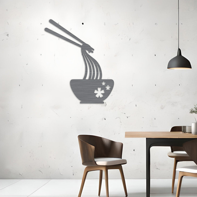 Art mural abstrait de nouilles et de baguettes - ACM, H 32 po x l 26,4 po x P 0,25 po, Blanc
