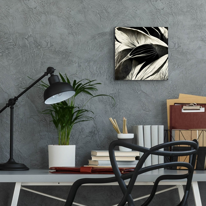 «Flowers Black White 2» par Ray Heere, H 12 po x l 12 po x P 0,13 po