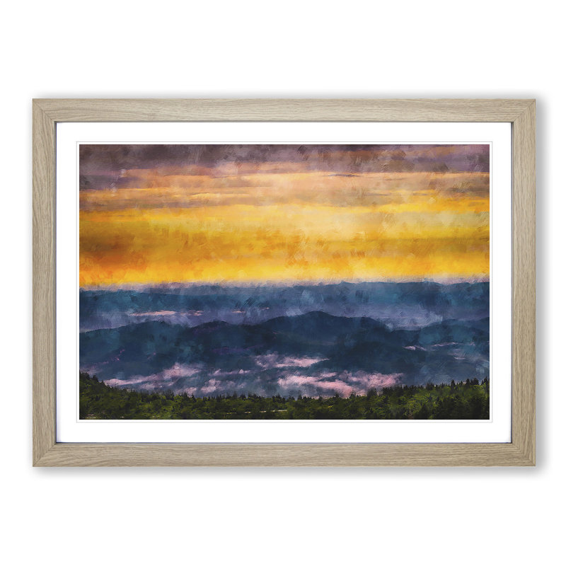 Mountain View in North Carolina - Picture Frame Graphic Art Print, Oak Framed, 33cm H x 45cm W x 2cm D