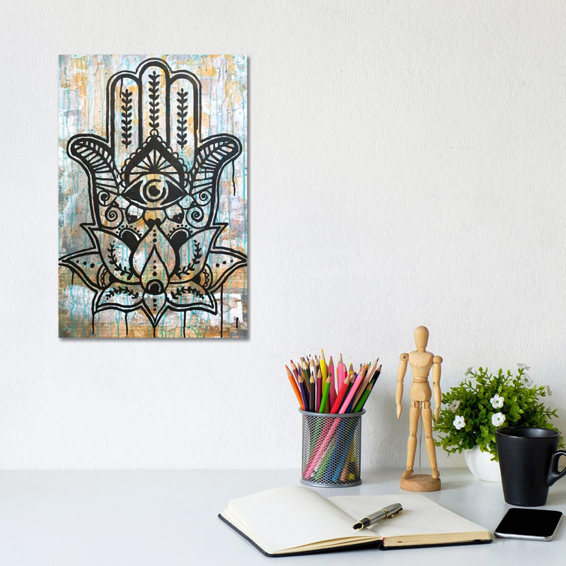 «Hamsa Lotus» par Dean Russo, impression sur toile tendue, H 12 po x l 8 po x P 0,75 po