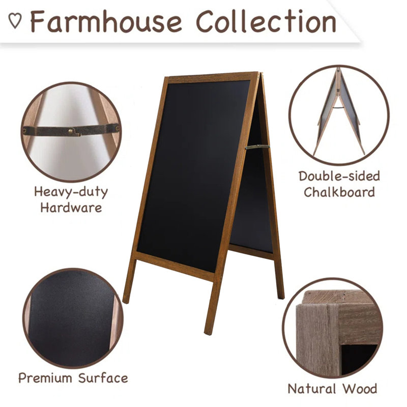 Zupora Yes Freestanding Solid Wood Chalkboard