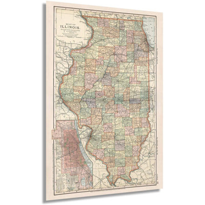 Historix Vintage 1891 Map Of Illinois With Closeup Of City Of Chicago - 16X24 Inch Vintage Map Of Illinois Wall Art - Illinois State Map - Illinois Wa -  HISTORIC PRINTS, ENMAP0112_2436