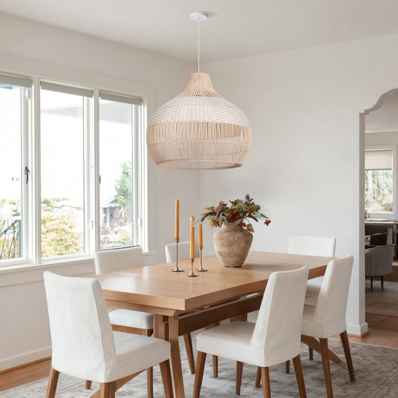 Luminaire suspendu en rotin Boho pour salle à manger