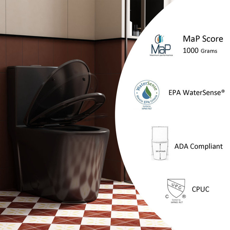 Modern One Piece Toilet,Elongated Toilet Power Dual Flush 1.1/1.6 GPF,Comfortable Seat ADA Height
