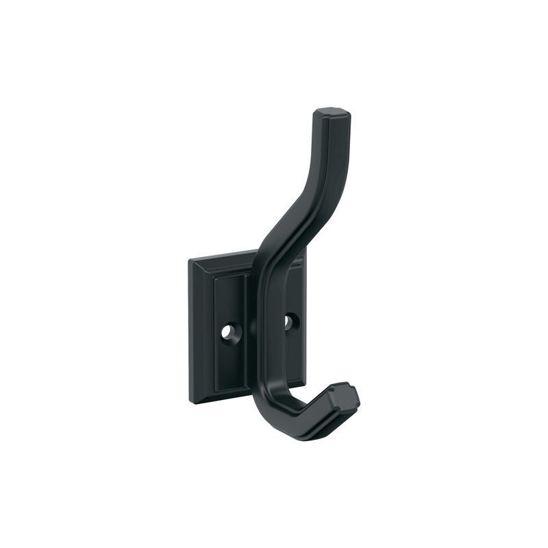 Aliso Transitional Double Prong Decorative Wall Hook, Matte Black