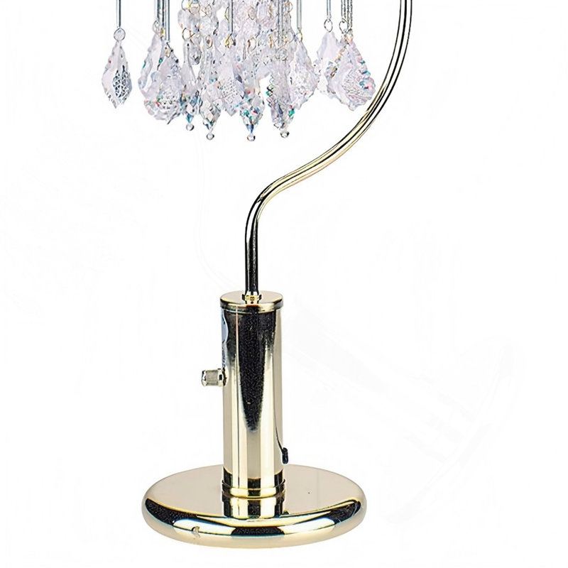 Lampe de table haute 27 po en métal avec finition dorée, conception de lustre en cristal