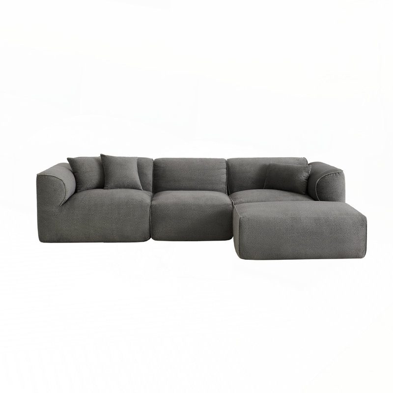 Canapé en velours avec repose-pieds 122 po, Velours gris velours