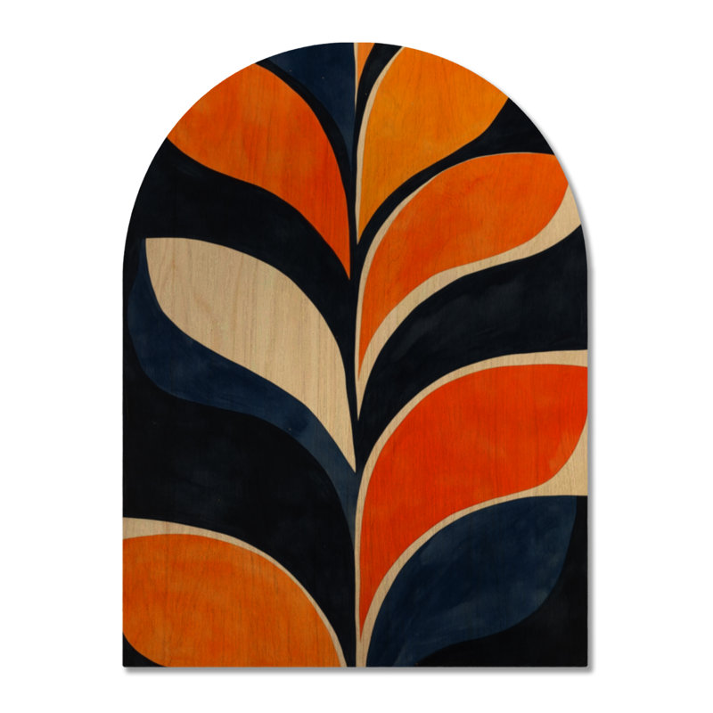 Motif de feuilles au coucher du soleil - Décoration murale en bois arqué à feuillage, H 40 po x l 30 po, Arche