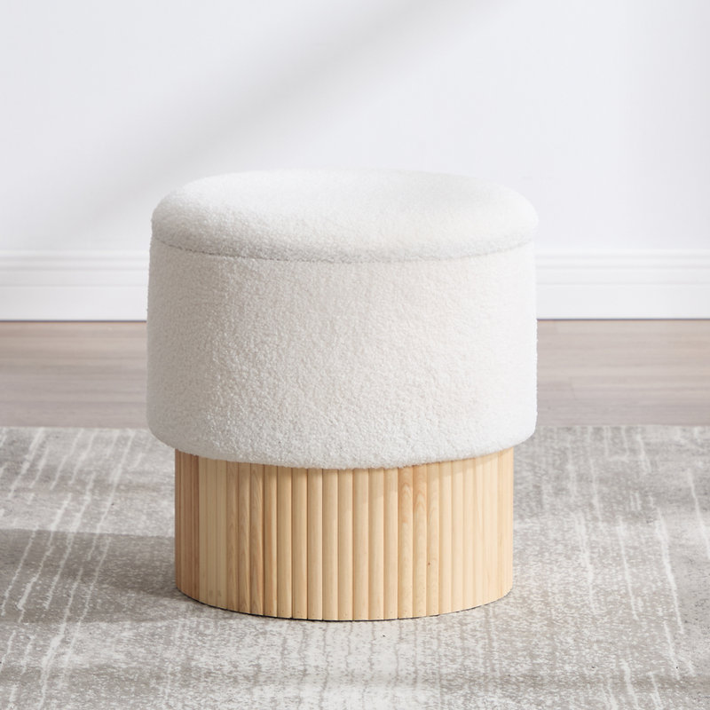 40cm Wide Round Standard Ottoman, White