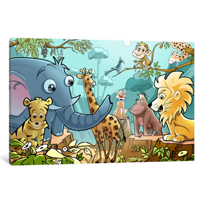 Jungle Cartoon Animals - Print on Canvas