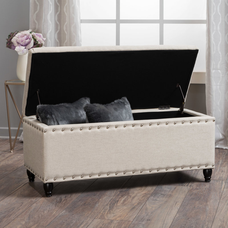Storage In Dark Brown Birch Legs And Fabric For Dressing Table Area, 17.88"D X 41.02"W 17.88"H Blue, With, Wheat