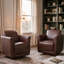 33" Wide Genuine Leather 360°Swivel Barrel Chair With Solid Wood Frame, No Assembly Required (Set of 2)-1427349599