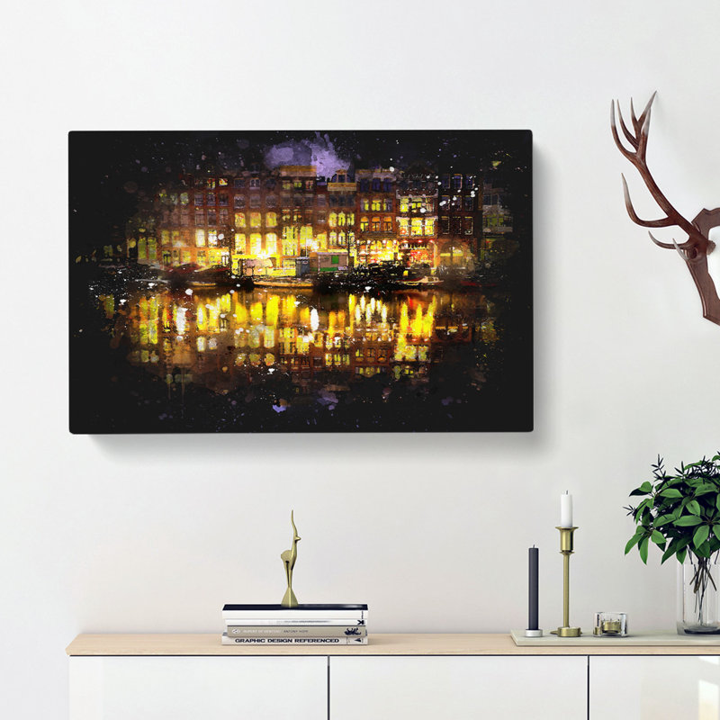 Amsterdam At Night - Wrapped Canvas, 50cm H x 76cm W x 3cm D
