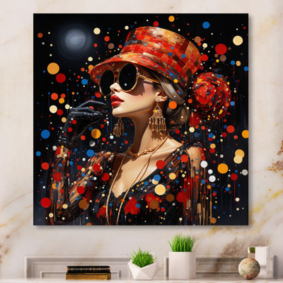 Portrait de mode rouge pointillisme II - imprimé