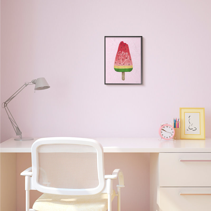 Davin Stay Cool Watermelon Ice Cream Art, Giclée encadrée noir minuit, H 14 po x l 11 po
