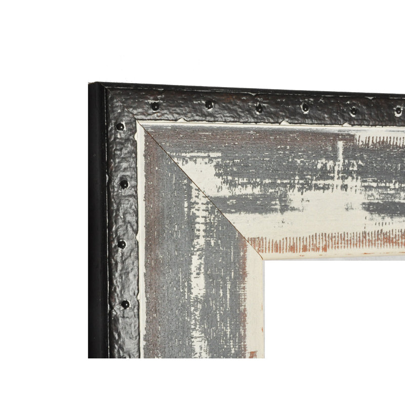 Miroir de salle de bain Hanshaw, H 36 po x l 57,5 po, Brun / rustique / noir