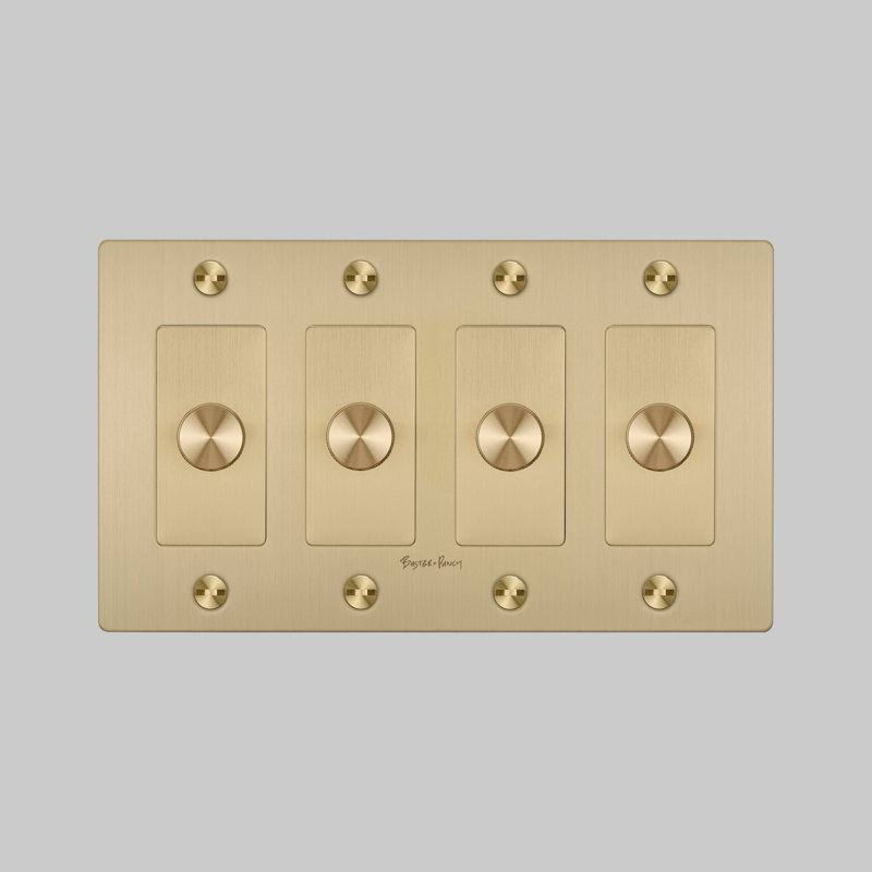 1G Dimmer / Logo, Brass, 4 Gang