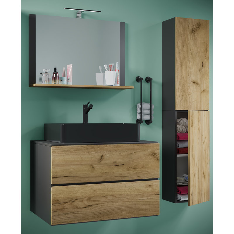 Aniceto Bathroom Furniture Suite, Brown / Black