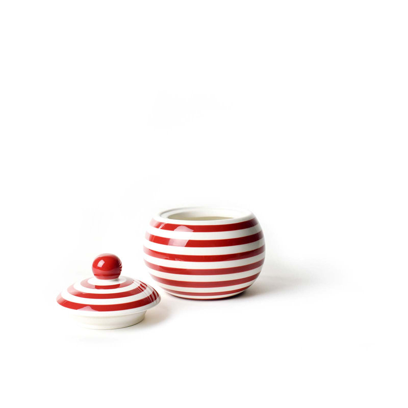 Red Stripe Medium Round Lollipop Jar With Lid