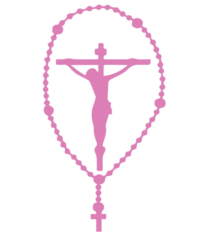 Décalcomanie murale crucifix rosary, H 30 po x l 15 po x P 0,01 po, Gomme à bulles