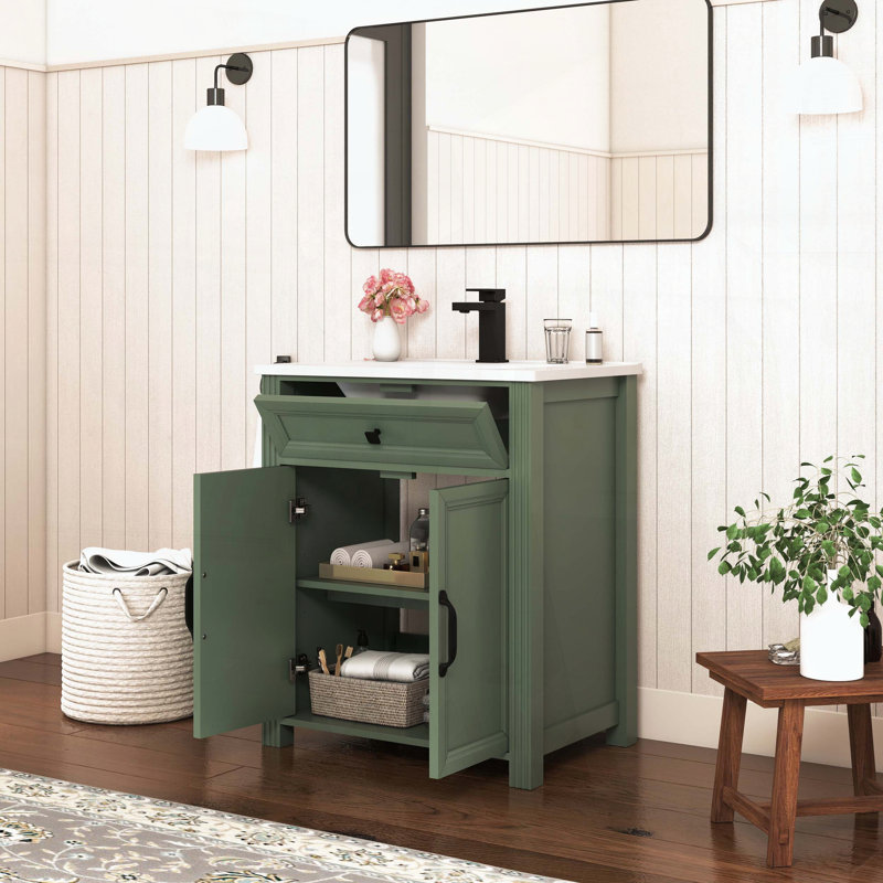 Ensemble de meuble-lavabo moderne 27,8 avec surface peinte, Green, 27.8"W