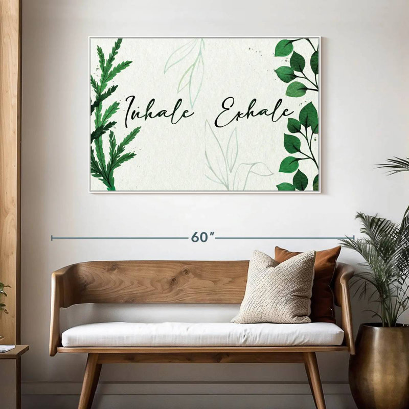 Inhale Exhale Zen II, 46 po x 31 po, Cadre flottant blanc