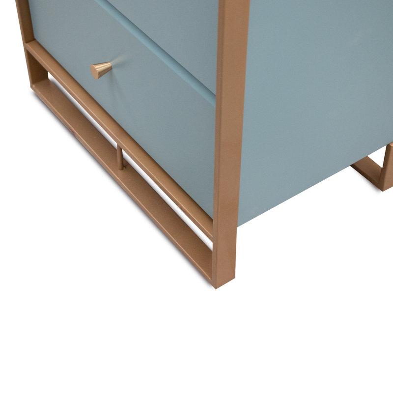 Grigori M Nightstand, Teal/Gold