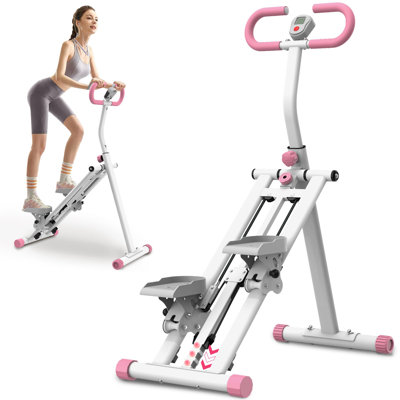 Folding Stair Stepper Machine For Home Gym, Compact Vertical Climber For Full-body Cardio, Adjustable Handlebars & Lcd Monitor, Space-saving Home Exercise Equipment