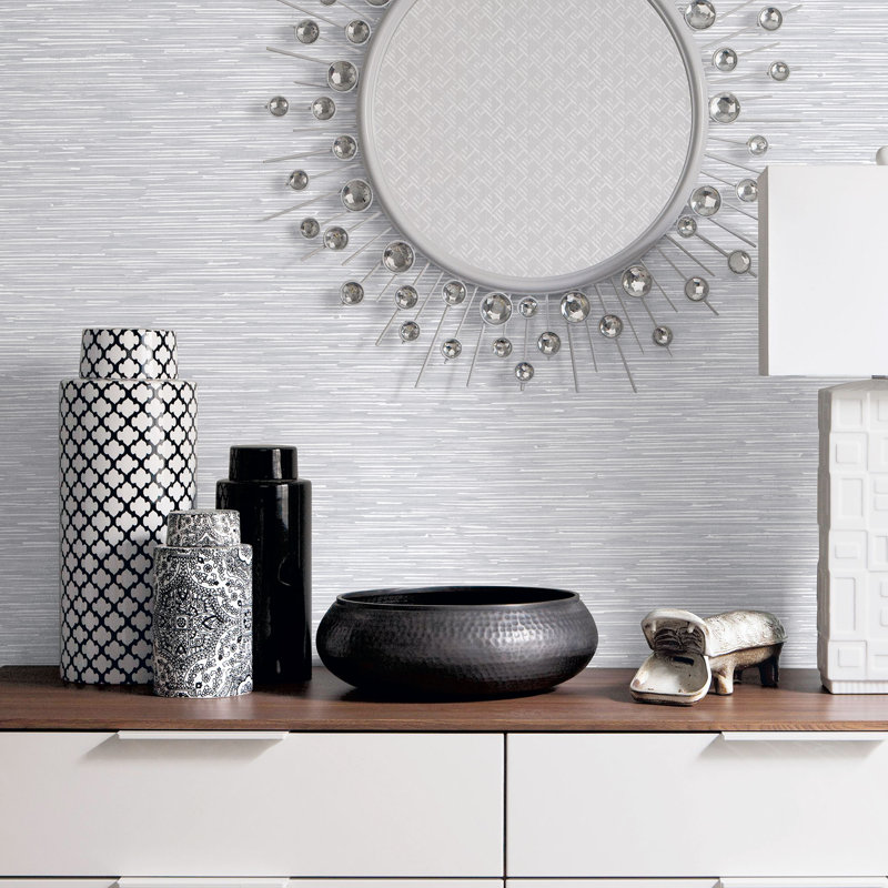 Cumhur 10m x 53cm Wallpaper Roll, Light Grey/Silver