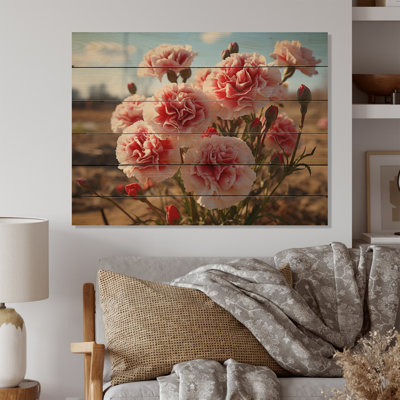 Carnation Field Vibrant I sur bois