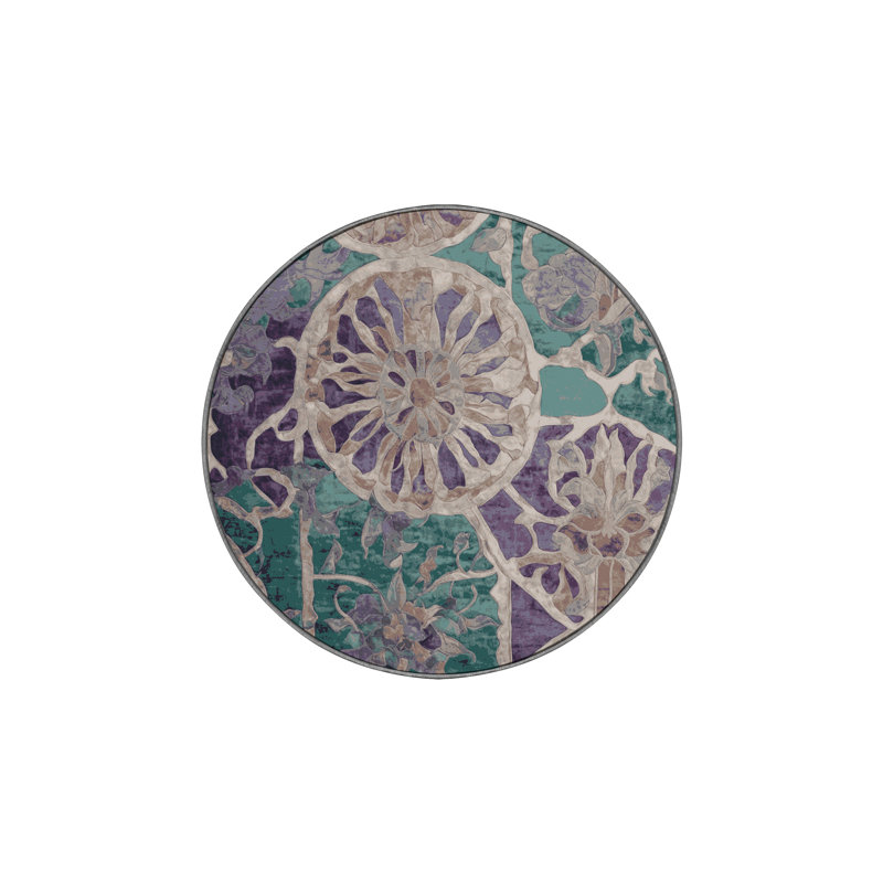 Tapis gris lavable à la machine, Rond 5 pi