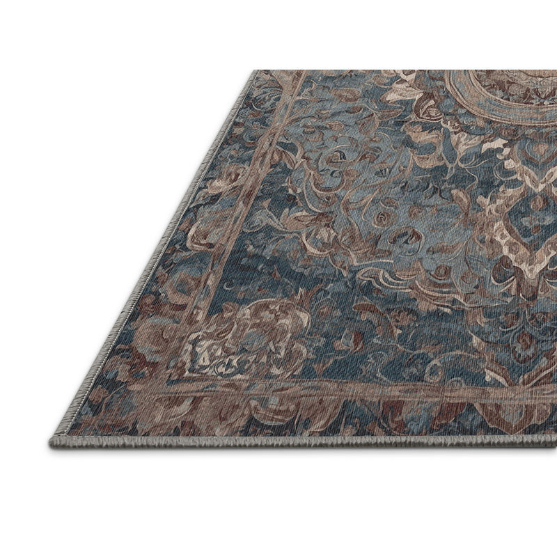 Machine Washable Gray Area Rug, Round 6'