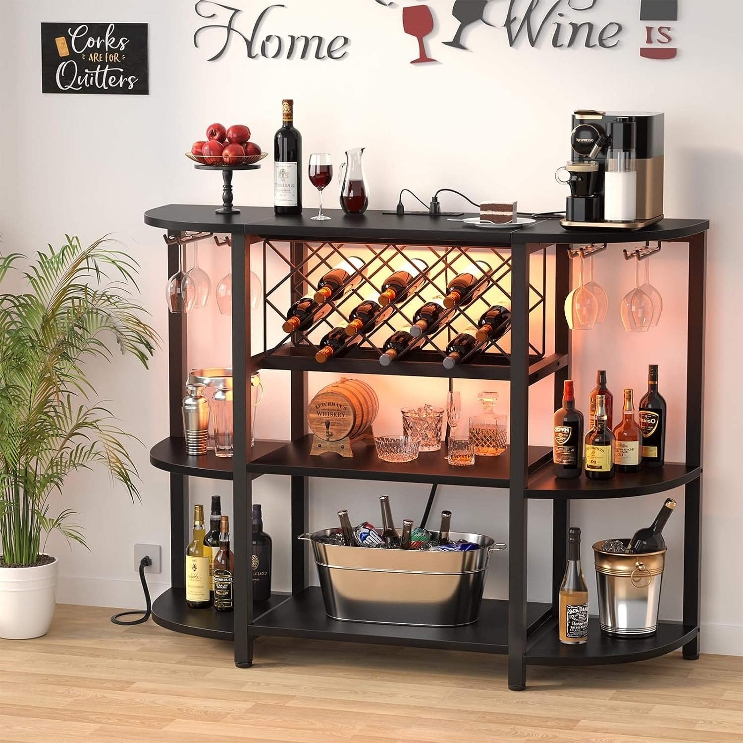 Wine and best sale whiskey cabinet