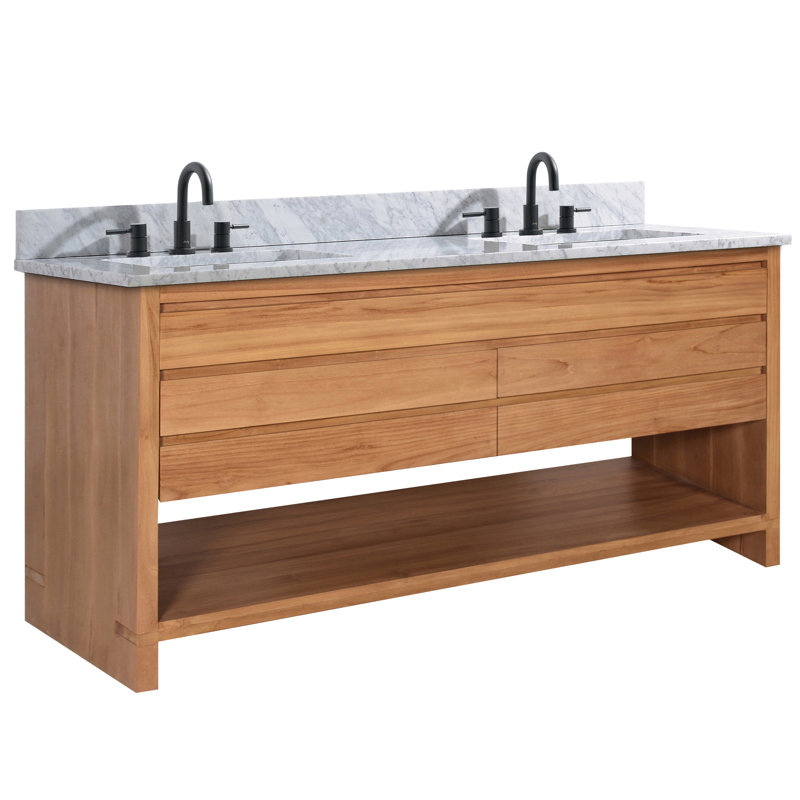 Ensemble de meuble-lavabo double 61 po Keaton, Teck naturel