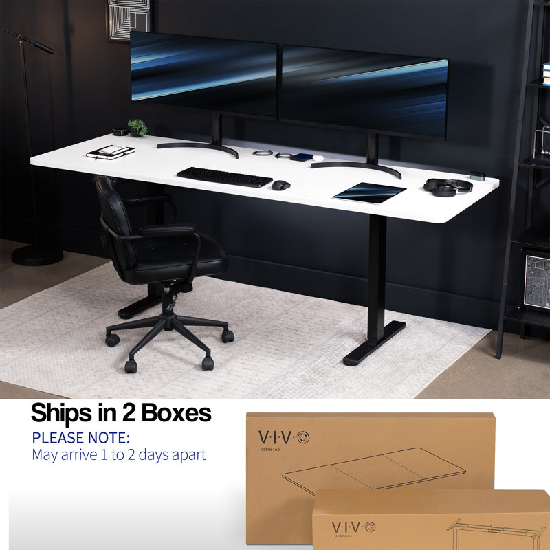 Bureau debout à deux moteurs Vivo Electric, L 82,7 po, Blanc, Noir
