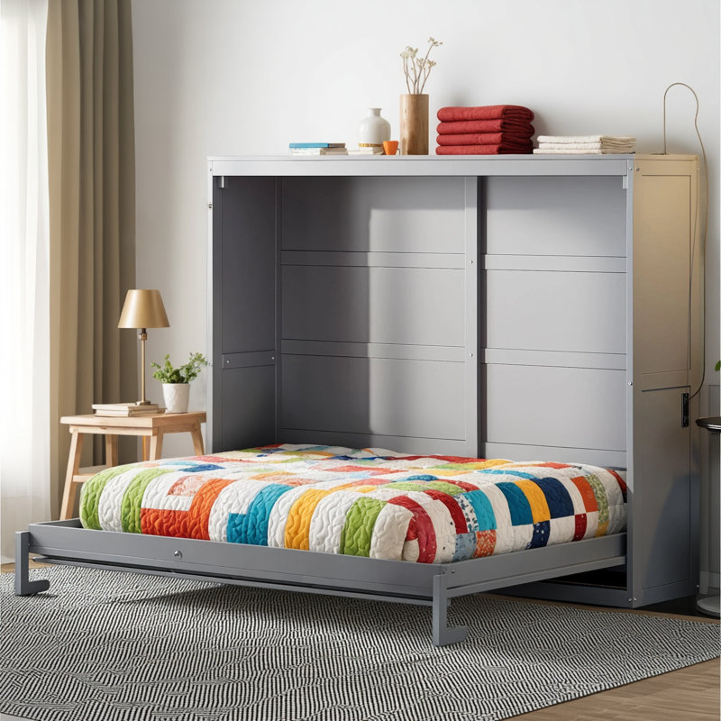 Lit escamotable mural gris (grand lit), Gris