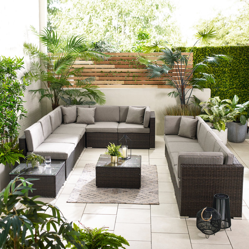 Miacomet Modular PE Rattan Garden Sofa Set and Table for Modern Gardens and Patios (Cover Included), 10