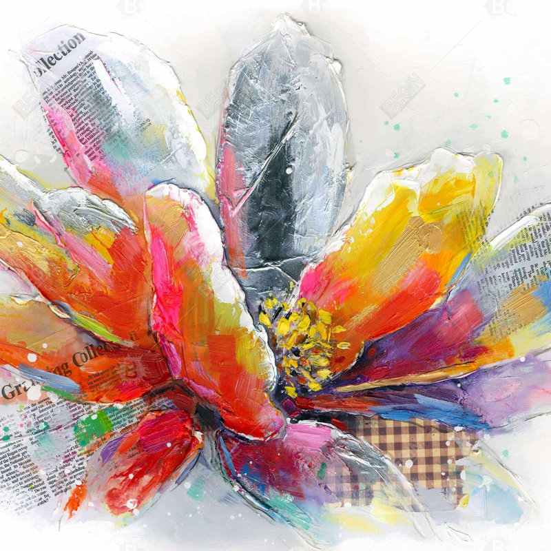 Abstract flower with texture - 18"x18" Throw pillow - Poly twill - Print on demand