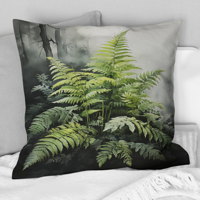 Coussin décoratif vert et noir Ferns Dynamic Contrast I - Ferns