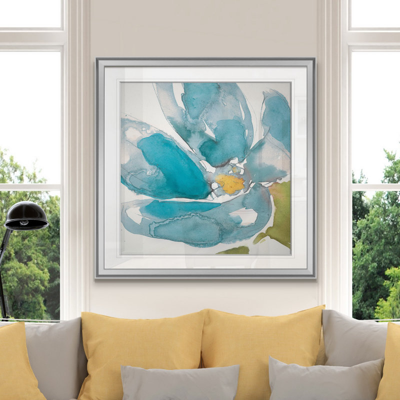 " Flower Splash I ", 16" H x 16" W x 1.5" D, Silver Framed