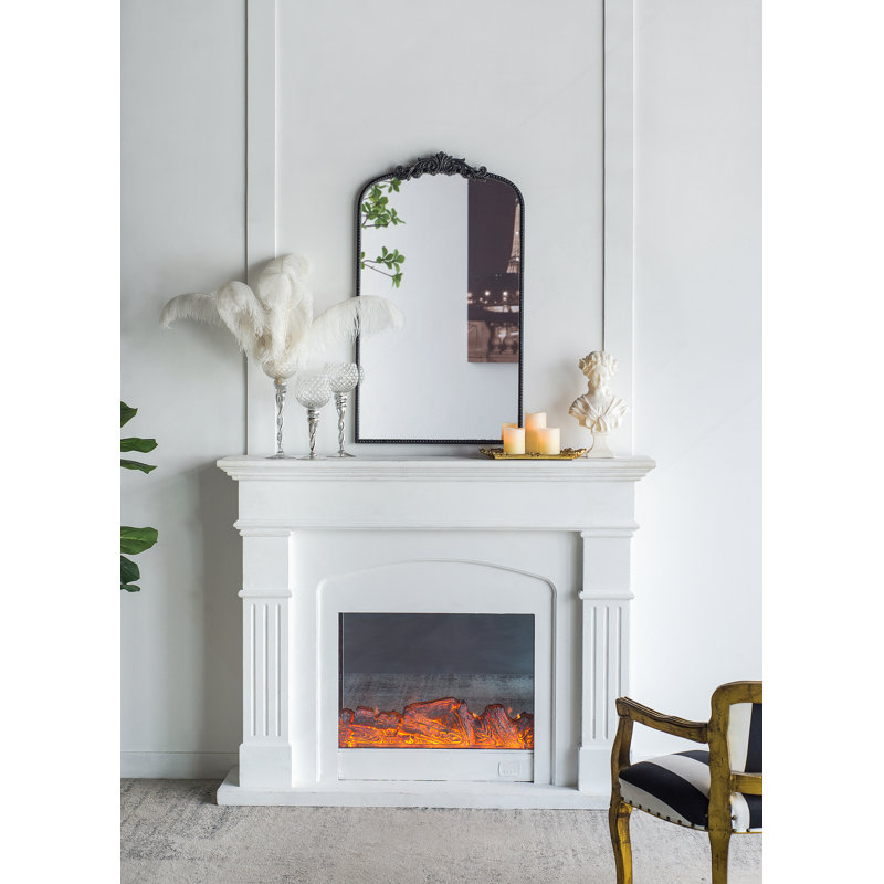 Miroir de style classique avec cadre d'inspiration baroque pour salle de bain, 41,7 po x 24 po, Noir