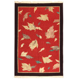 Via Como - 'Falling Leaves Red- Fine' Rug - Size 6' 7" X 9'10"