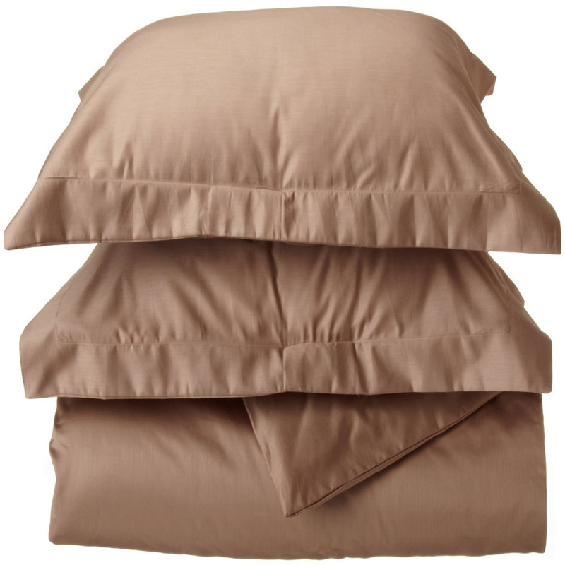Ensemble de housse de couette 600 fils Aniello, Édredon très grand / très grand californien Hou, Taupe