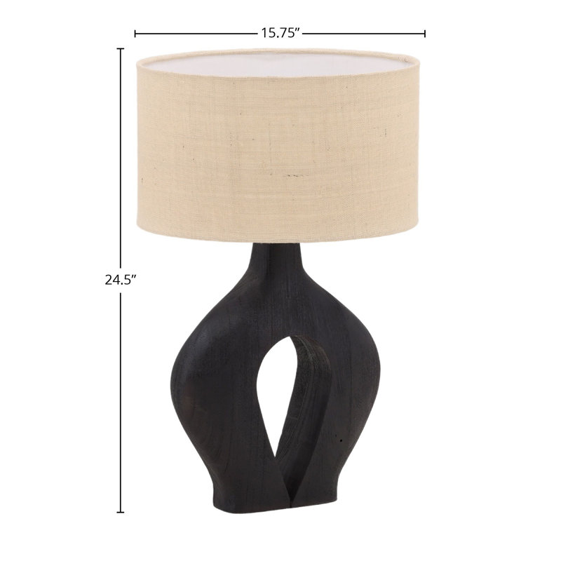 Delilah 16" Tall Table Lamp with Jute Shade, Black