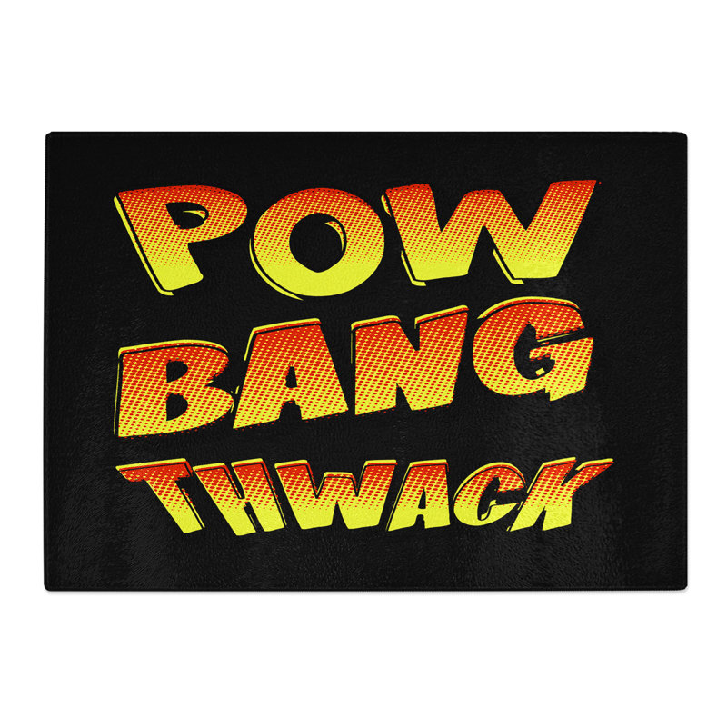 Pow Bang Thwack Typography Chopping Board, 0.4cm H x 28.5cm W x 39cm L