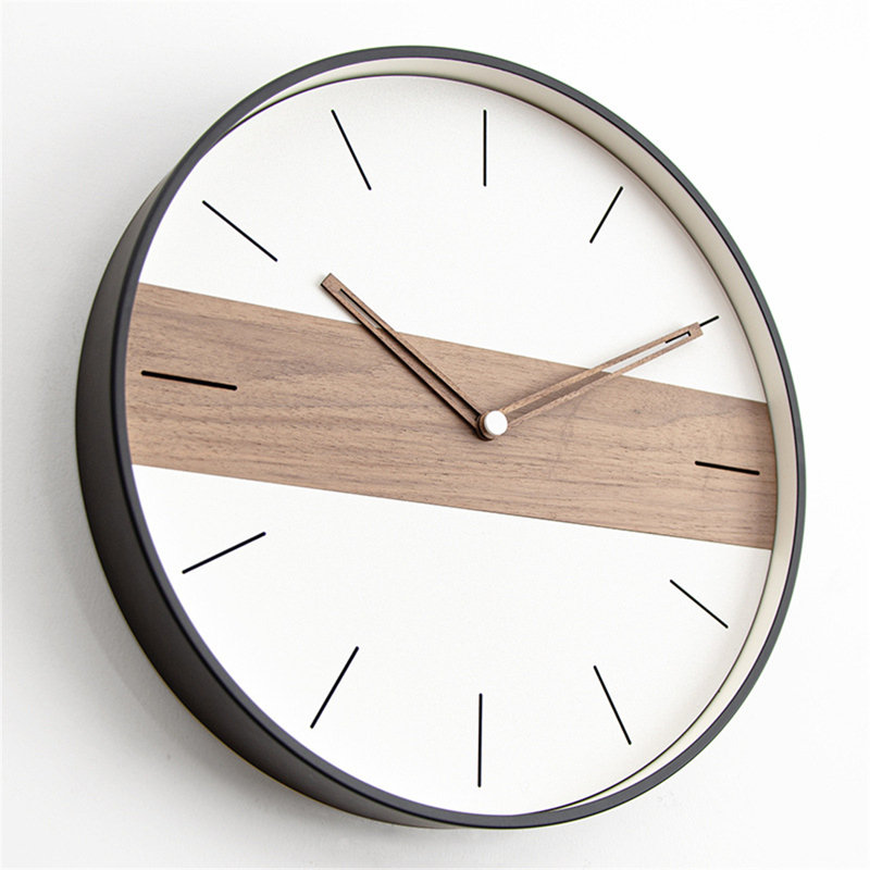Horloge murale minimaliste moderne Huddersfield, conception silencieuse sans tic-tac, parfaite pour le salon, la chambre à coucher, le bureau, horloge murale ronde de 12 pouces