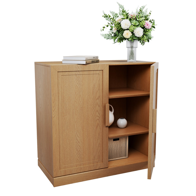 Buffet décoratif 2 portes Tonya	, H 36 po x l 31 po x P 16 po, Chêne