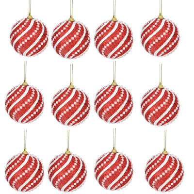 12 pièces 8 cm boule de Noël perle mousse boule de Noël pendentif décoration boule de couleur trempé boule de suspension de boule