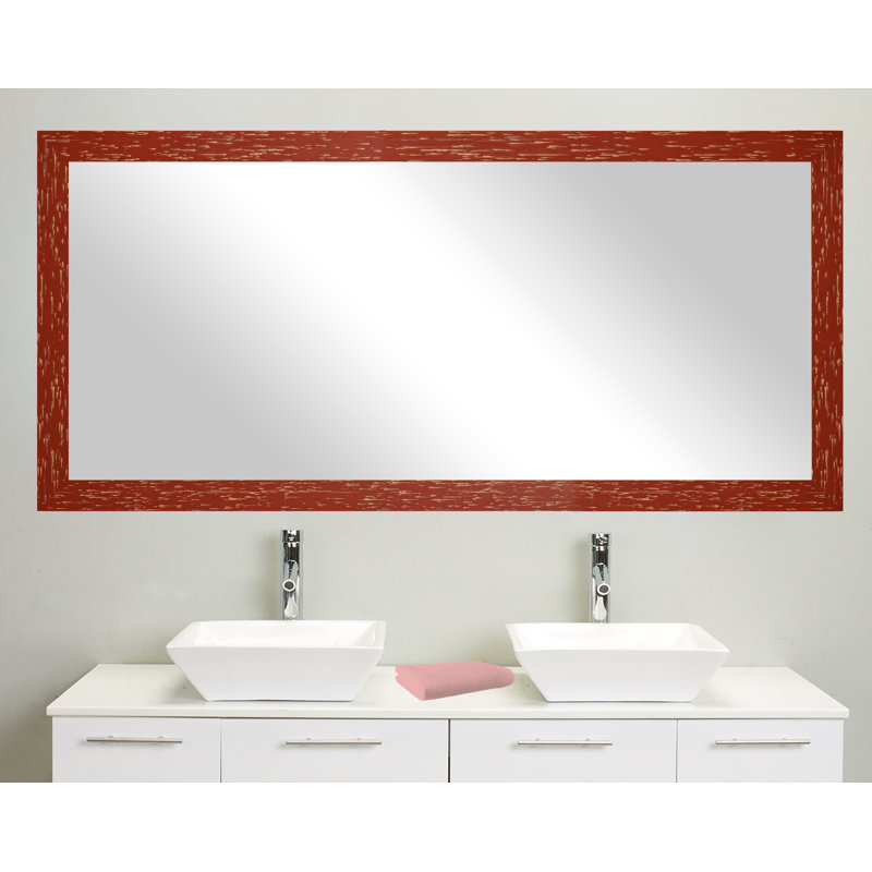 Hensel Solid Wood Flat Mirror, 34.5" x 69.5", Brick Red